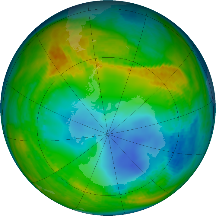 Antarctic ozone map for 23 July 2002